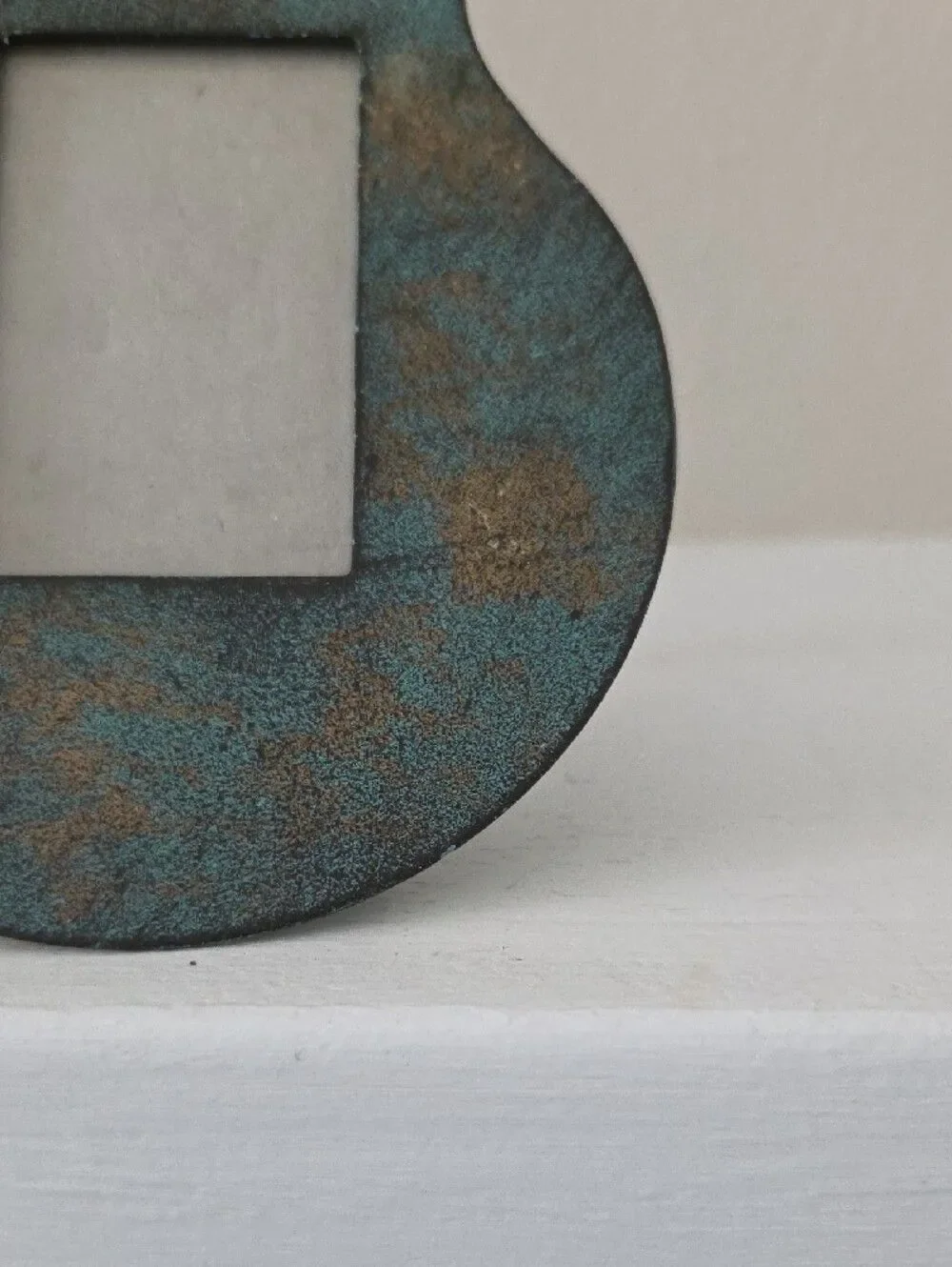Rustic Teal and Bronze Pear-Shaped Photo Frame